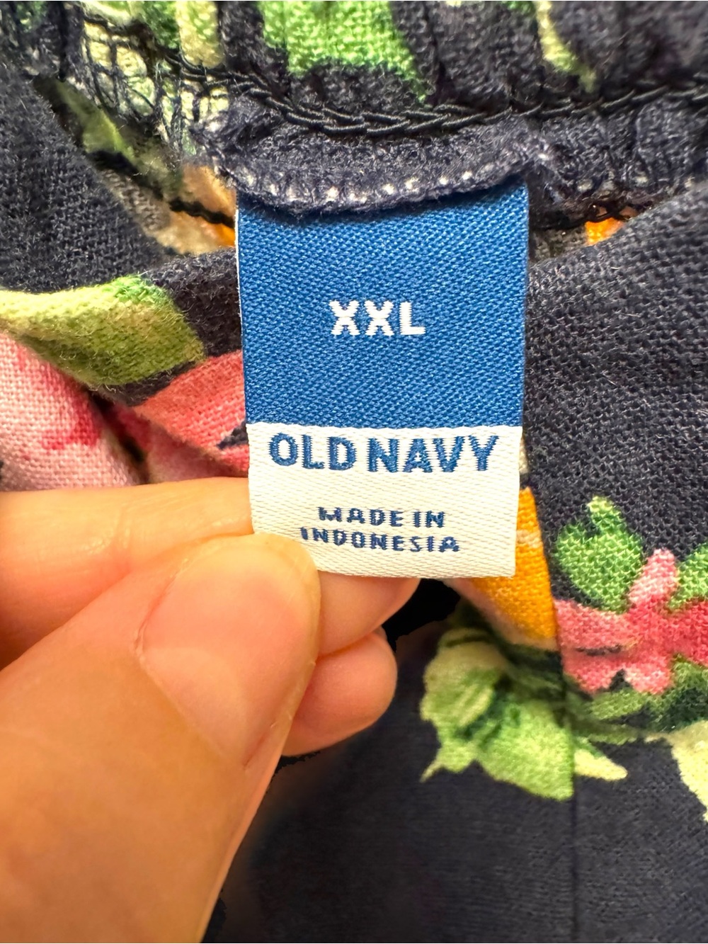 Old Navy Cami Jumpsuit Floral Linen Navy Blue XXL - Picture 11 of 12